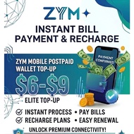 ZYM Mobile Postpaid Wallet Top-Up ($6 - $9) | Instant Bill Payment / Top Up / Recharge / Renewal
