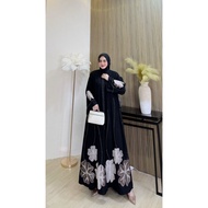 Zavira Flora Abaya Abaya Floral Abaya Hitam Abaya Sulam