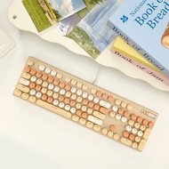 GEEZER Punk Mechanical Keyboard Wired Computer Desktop Gaming Office Universal 104-Key Pink Axis ฟัง