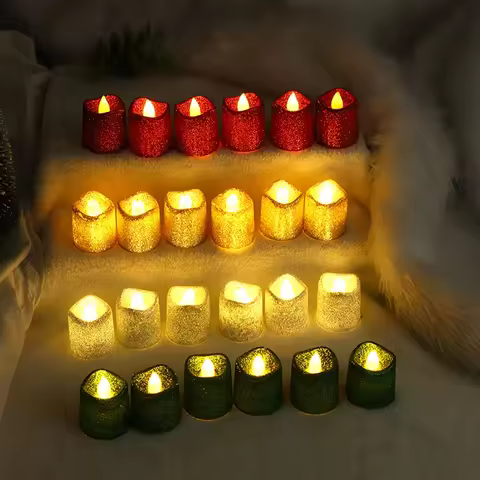 Glitter Flameless Candle Light Battery Operated Wishing Tea Lights Christmas Wedding Party Valentine