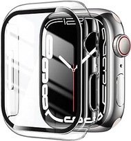 [2 Pack] Compatible for Apple Watch 44mm Series 6/SE/Series 5/Series 4 Tempered Glass Screen Protector with Bumper Case, YMHML Full Coverage Easy Installation Bubble-Free Cover for iWatch Accessories