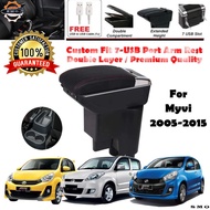 Premium 3/7USB Port Perodua Myvi Car Arm Rest Armrest Cup Holder Storage Box Accessories Kereta