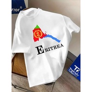 Men's Eritrean Flag & Map Graphic T-Shirt - ERITREA Lettering with National Colors, Casual Round Nec