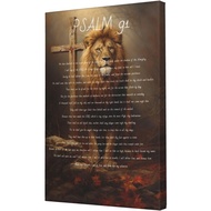 Psalm 91 Canvas Wall Art For Living Bedroom Office Kitchen Decor Wood Frame Artwork Pattern Gifts