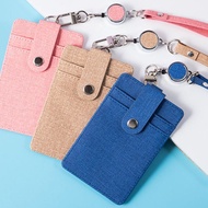 PU Leather Card Holder Vertical Card Access Holder Fit 3 Card ID Slot