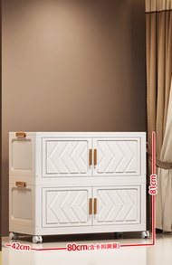Multi-Layer Folding Storage Cabinet Double Door Storage Box Plastic Hide Items Shelf Home and Bathr