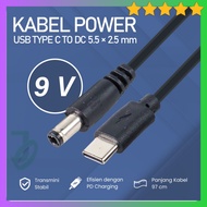 USB Type C to DC Power Cable 5.5x2.5mm CCTV Router Charger 97cm 9V 12V 15V 20V OOTDTY PA12M