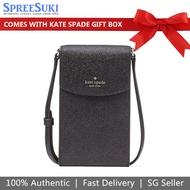 Kate Spade Handbag Crossbody Bag Tinsel Glitter Fabric North South Phone Crossbody Black # K9393D1