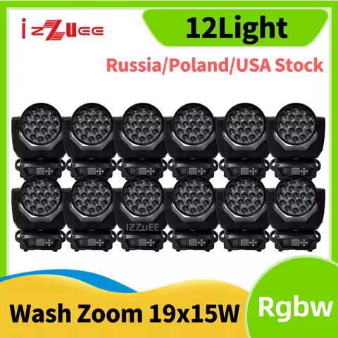 No Tax 1-12PCS Wash Zoom 19X15W RGBW Moving Head Light LED Zoom Wash 19 /Only FlightCase Lyre Wash B