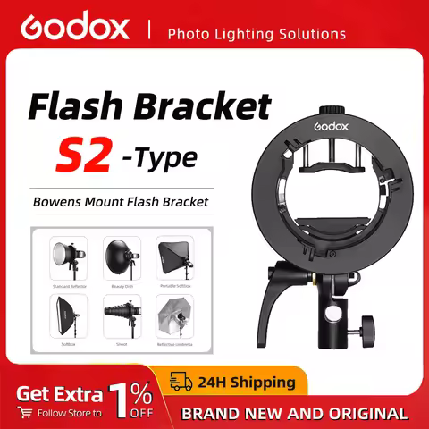 Godox S2/S3-Type Bowens Mount Bracket For Round/ Head Speedlite Compatible With V1pro V860III AD200p