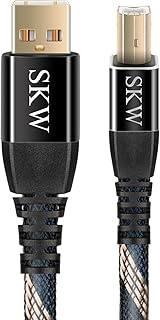 SKW Audiophiles USB 2.0 DAC Audio Cable, USB Printer Cable Type A to Type B for Computer to DAC, Sou