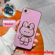 Casing VIVO Y81 Y81i Y83 v5s v5 vivo y71 y71i y71a phone case Softcase Liquid Silicone Protector Smooth Cover new design Rabbit makeup mirror with holder for girls DDTZJ01