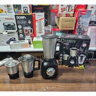 dessini  1.5 Liters Stainless Steel Blender Grinder and Chopper 3 in 1 Complete Se