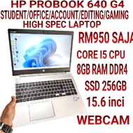 LAPTOP HIGH SPEC ,LAJU HP PROBOOK 640 G4 I5 GEN 7,8GB RAM DDR4,SSD