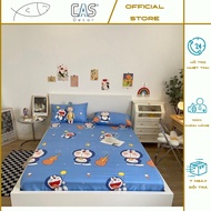 Bộ Ga Giường Kèm 2 Vỏ Gối Nằm Cotton Poly CAS Decor Ga Gối Doraemon Đàn Đủ Kích Thước 1m2 1m4 1m6