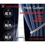 Langsir full Blackout Ready Stock Thick Hotel Curtain Blackout Tebal Hook (Free Cangkuk/Tieback) Free Height Alteration