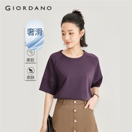 GIORDANO Áo Phông Nữ 100% Cotton Tay Ngắn Mùa Hè TEE Cổ Tròn Màu Trơn Đơn Giản Thời Trang Dáng Rộng