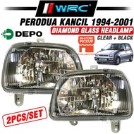 Depo Perodua Kancil 1994 - 2001 Diamond Glass Headlamp (Black + Chrome)