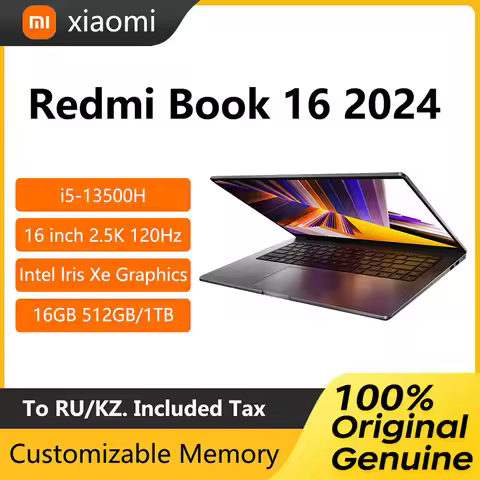 2024 Xiaomi Redmi Book 16 Laptop 16 Inch 2.5K 120Hz Display Screen Netbook i5-13500H 16GB 512GB Inte