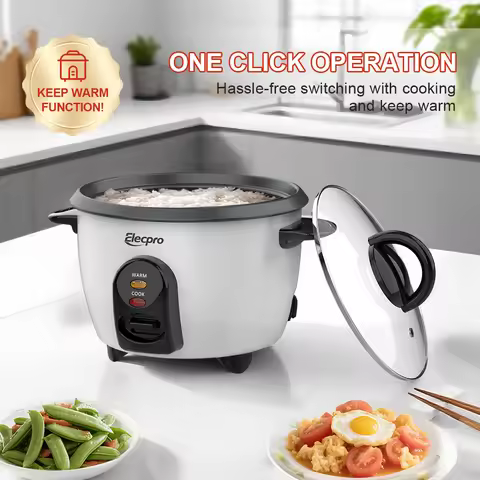Elecpro Mini Rice Cooker 3 Cup Rice With Steamer, Portable Small Food Steamer, Removable Food Grade 