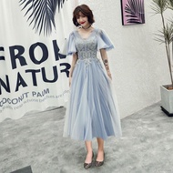 wedding dress for ninang♦Banquet evening dress 2022 new temperament fairy wedding bridesmaid dress a