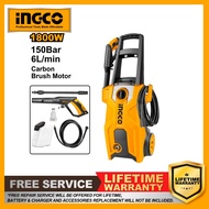 INGCO 1800W 150Bar Corded High Pressure Washer HPWR18008 with Spray Gun, Soap Bottle and Water Hose