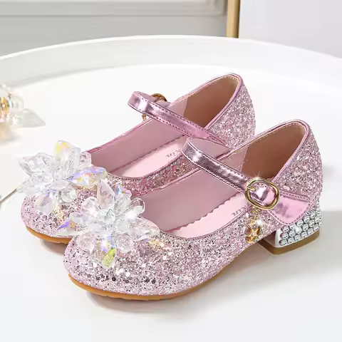 Flower Children's Shoes Beach Princess Girl Shoes For Kids Glitter Wedding Party Shoes Infantil Chau