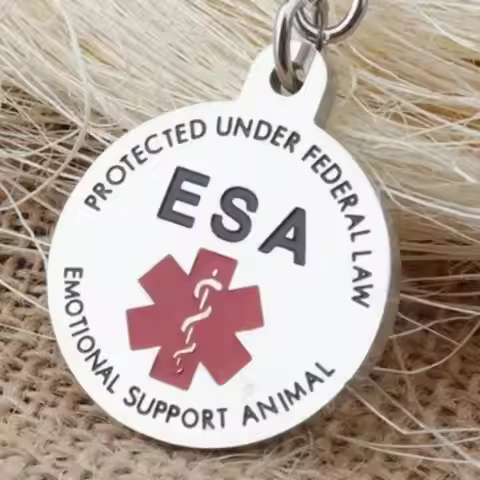 1pcs Medical ESA Pendant, Emotional Support Animal Double Sided Round Tag Pet Products Pet Dog Cat K