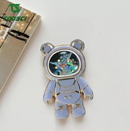 Luxury Fashion 3D Plating Liquid Quicksand Bear Astronaut Universal Mobile Phone Pop Bracket Simple 