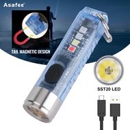 Asafee S11 EDC Mini Portable Flashlight Type-c Rechargeable Keychain Flashlight SST20 LED Light 400LM Built-in battery IPX6 Waterproof 11 modes