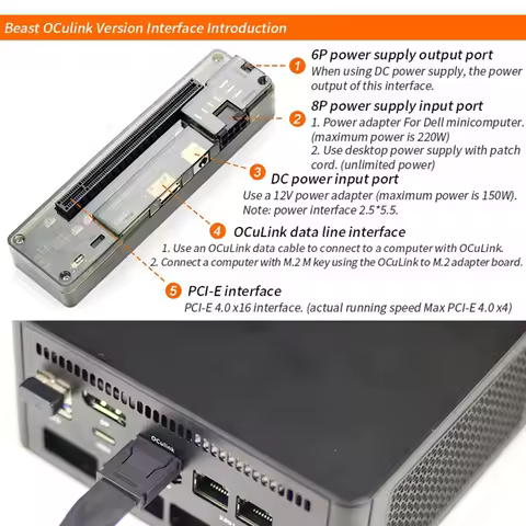 EXP GDC OCuLink GPU Dock with M.2 M Key To OCuLink Aapter External Laptop Docking Station External D