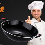 Iron Wok | Black Enamel Wok | Double Handle Enamel Wok | Stir-Fry Wok | Kuali Hitam | Kuali Besi