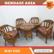 Set Kerusi Betawi Lenong (1x4+Meja)/set Sofa jati betawi lenong/kursi jati harga Murah