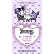 Kuromi - Birthday Invitation Card - Digital Invitation - E-Card Design
