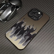 Personality Black flames Compatible for Iphone 11 12 13 14 15  Pro Max Plus XS MAX 7 8 SE(2020) XR X Silicone Hard Case Camera Protection Shockproof