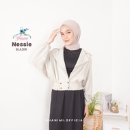 Ghanimi - Nessie Blazer / Patterned Linen Blazer / patterned crop top blazer / plain linen button bl