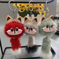 GANTUNGAN Pompom Keychain - pompom cat - cat keychan - cat Keychain - Cute Cat Character Fur Doll Ke