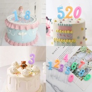 Agar.Shop Pastel Color Number Candle Birthday Anniversary Party Cake Deco
