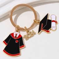 Cute Enamel Keychain 2024 Year School Uniform Graduation Cap Key Ring Graduate Key Chains