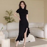 Black Fishtail Style Cheongsam Dress 30157