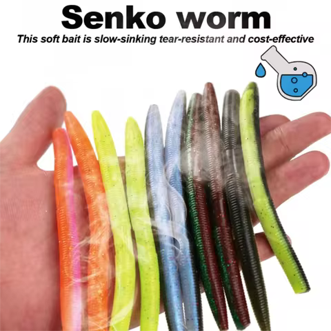 10pcs Pack Silicone Worm Lure 10cm Artificial Bait Senko Slow Sinking Worm Bass Wobblers Scented Sal