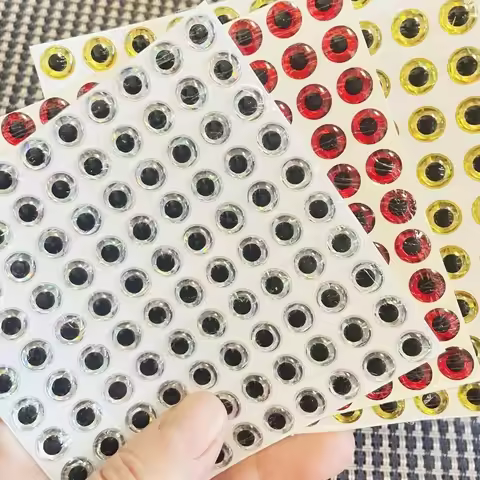 300 grains 2025 3mm-9mm Fish Lure Eyes 3D Simulation 3D Holographic Eye DIY Stickiness Fishing Bait 