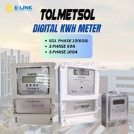 TOLMETSOL KWH Meter Digital Energy Meter Single Phase 60A / 3 Phase 60A 230V / 3 Phase 100A 415V