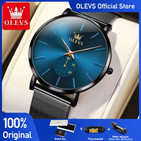 OLEVS Men's Watches Minimalism Ultrathin Original Quartz Wristwatch Waterproof Luminous Independent 