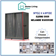 (INSTALLATION) 5FT X 6.5FT Height Custom Made Sliding Wardrobe/ Melamine Wardrobe/Almari Baju/Anti J