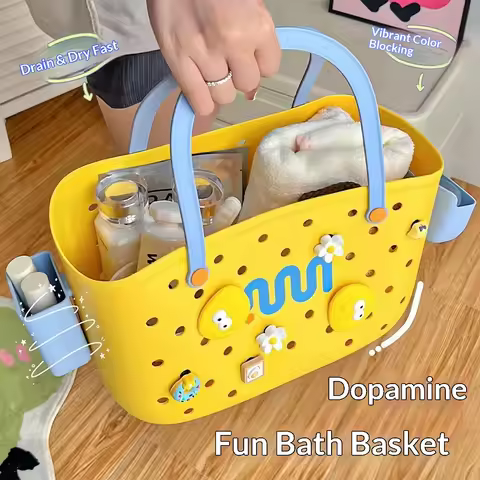 Dopamine Contrasting color portable bath basket can be bought vegetable basket bathroom household go