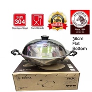 Zebra Thailand 5 Ply Chinese Wok With Lid /泰国斑马牌有盖平底中式炒锅#38cm