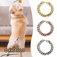 OKHALLO Pet Necklace, Cat Dog Gold Necklace Adjustable Chain Dog Collar, Fashion Chain Collar Gold C