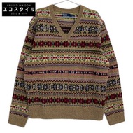 Polo Ralph Lauren 米色寬鬆羊毛V領毛衣 XL