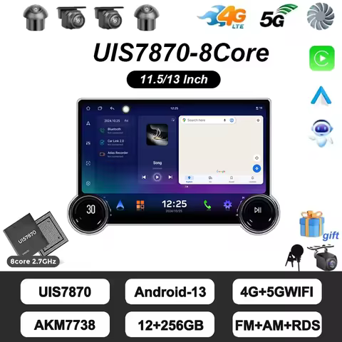 WDFL FYT7870 13/11.5 inch 2K Screen Android Car Radio 2Din Multimedia Player Double Knob Carplay And